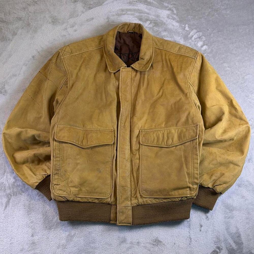 VTG U2 Wear Me Out U.2. Airfarces Genuine Leather Bomber Jacket Men's Size 42/L